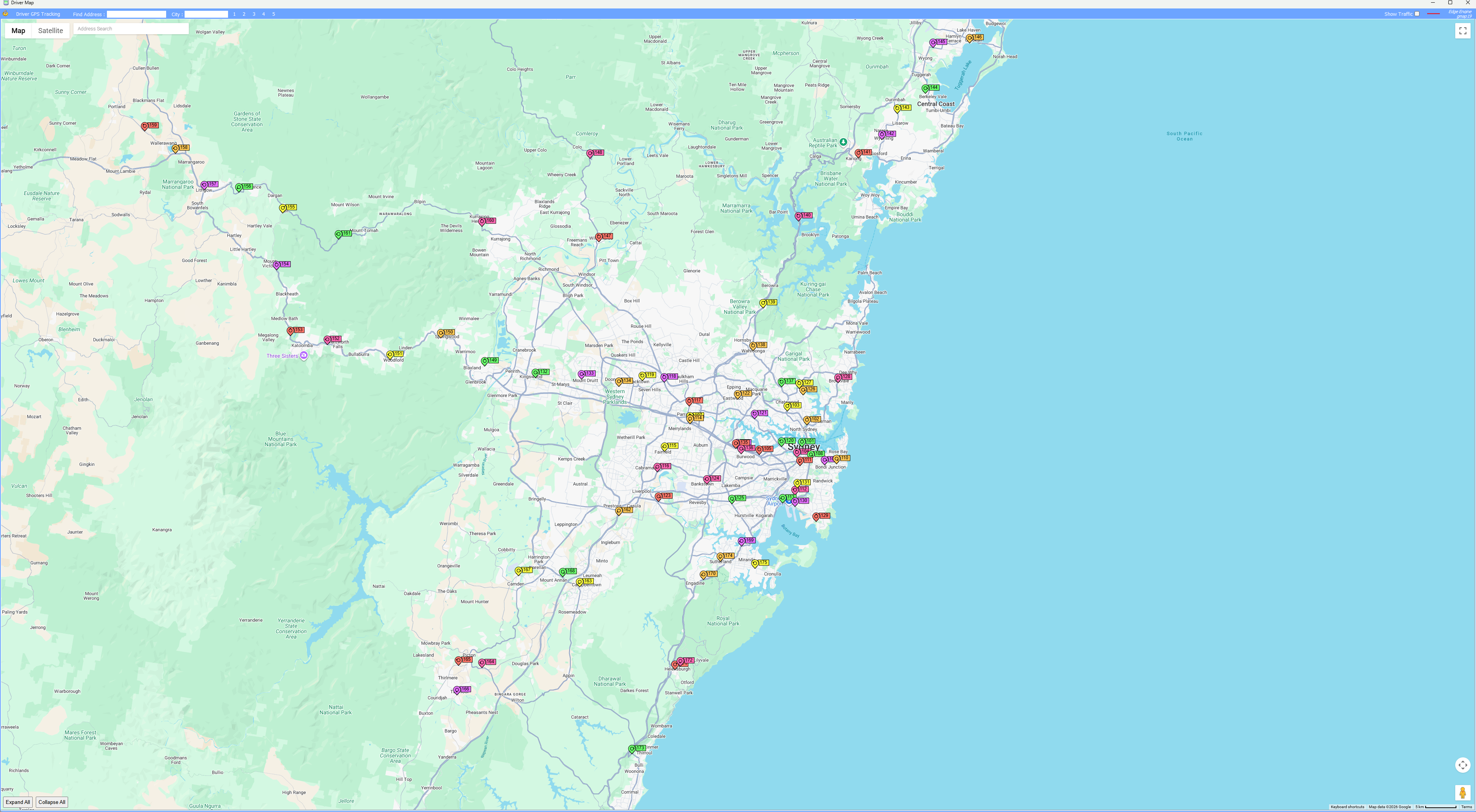 Live GPS fleet tracking map with every driver and delivery point